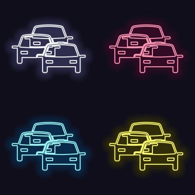 trafik sıkışıklığı simgesi. Moda neon işareti kümesi. Koyu arka plan üzerinde casino tarzı. Seamless modeli
