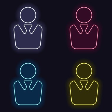 iş adamı simgesi. Moda neon işareti kümesi. Koyu arka plan üzerinde casino tarzı. Seamless modeli