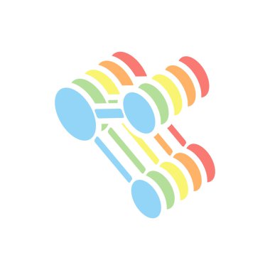 Basit pay kutsal kişilerin resmi. Beyaz arka plan üzerinde renkli izometrik simgeler yığını