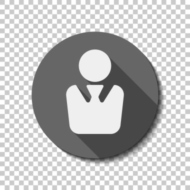 iş adamı simgesi. Saydam arka plan üzerinde bir dairede uzun gölge beyaz düz simgesi