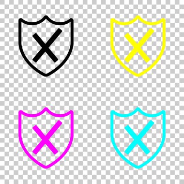 kırık koruma. basit simgesi. Cmyk simgeleri şeffaf arka plan üzerinde renkli dizi