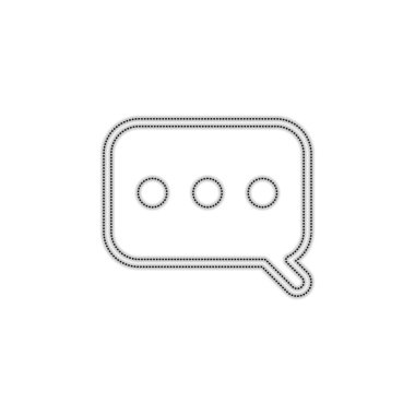 Basit metin bulut. Doğrusal, ince anahat. Noktalı anahat siluet gölge beyaz arka plan üzerinde