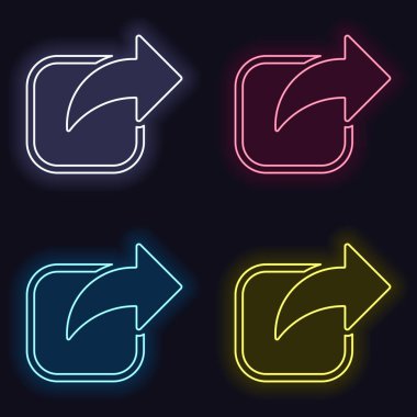 Pay kutsal kişilerin resmi. Ok ve kare. Neon işareti kümesi. Koyu arka plan üzerinde casino tarzı. Seamless modeli