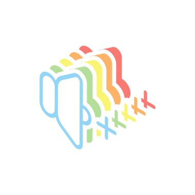 birim artı simgesi. Beyaz arka plan üzerinde renkli izometrik simgeler yığını