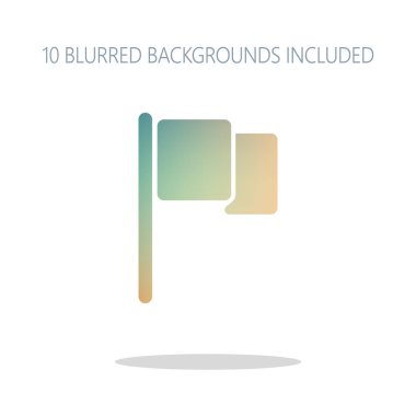 Basit bayrak simgesi. Basit gölge beyaz renkli logo kavramı. dahil 10 farklı bulanık arka planlar