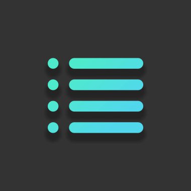 Basit liste menü simgesi. Renkli logo kavramı koyu arka plan üzerinde yumuşak gölge ile. Masmavi okyanus rengini simgesi