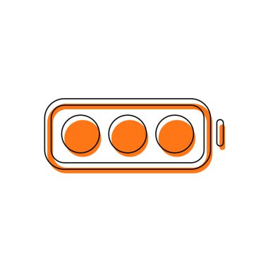 basit pil tam düzey. İzole simge siyah ince dağılımı ve farklı katmanlarda doldurma taşındı turuncu oluşan. Beyaz arka plan