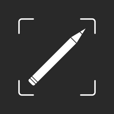 Kurşun kalem simgesini. Beyaz nesne kamera otomatik odaklama koyu arka plan üzerinde