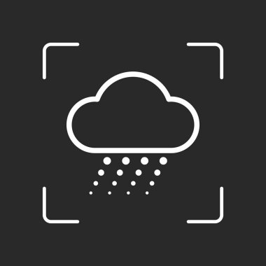 Kar ve bulut. Doğrusal, ince anahat. Beyaz nesne kamera otomatik odaklama koyu arka plan üzerinde