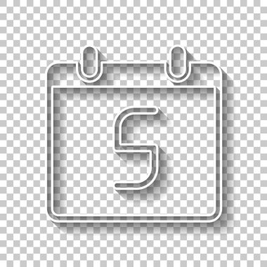 5 gün, basit simgesi ile takvim. Gölge şeffaf arka plan üzerinde beyaz anahat işaretiyle