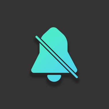 sessiz bell. basit simgesi. Renkli logo kavramı koyu arka plan üzerinde yumuşak gölge ile. Masmavi okyanus rengini simgesi