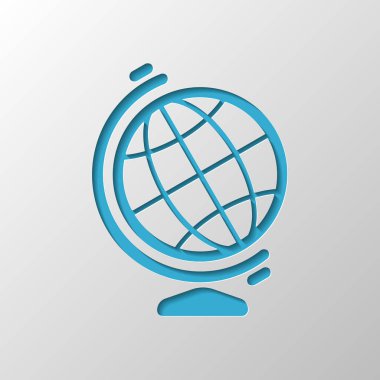 Basit küre sembolü. Doğrusal simgesi. Kağıt tasarımı. Gölge ile düzenlenen sembolü