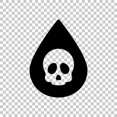 Zehir ya da kafatası sembolü asitle bırak. Simge tehlike. Saydam arka plan siyah sembolü