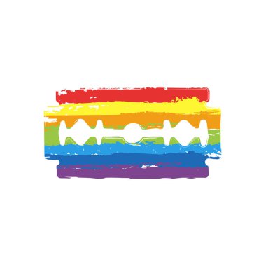 bıçak. basit siluet. Çizim işaretiyle Lgbt stil, gökkuşağı (kırmızı, turuncu, sarı, yeşil, mavi, Indigo, menekşe, yedi renk