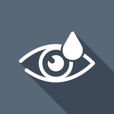 Göz ve bırak. Basit simgesi. Uzun Gölge arka plan üzerinde beyaz düz simgesi