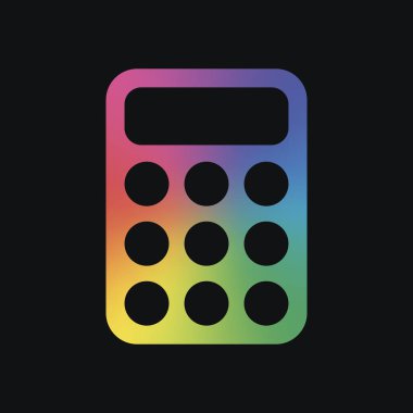 basit hesap makinesi simge. Gökkuşağı rengi ve koyu arka plan