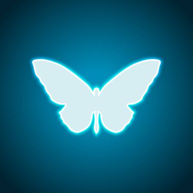 kelebek simgesi. Neon tarzı. Işık dekorasyon simgesi. Parlak elektrik sembolü