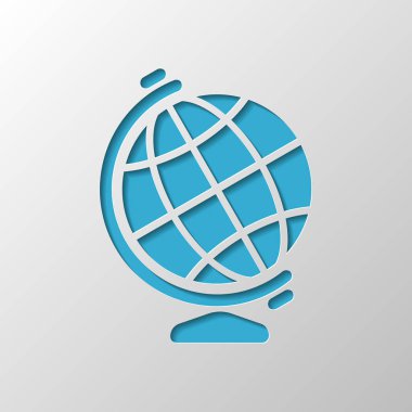 Basit küre sembolü. Kağıt tasarımı. Gölge ile düzenlenen sembolü