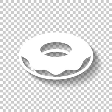 Çörek, gıda, yan görünüm simgesi. Gölge şeffaf arka plan üzerinde beyaz simgesi