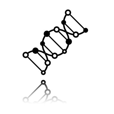 DNA simgesi. Siyah beyaz arka plan ayna yansıması simgesiyle