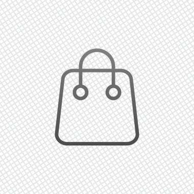 Alışveriş çantası simgesi. Doğrusal, ince anahat. Kılavuz arka plan üzerinde