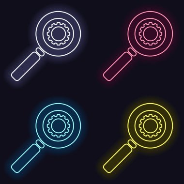 dişli ile zoon. Moda neon işareti kümesi. Koyu arka plan üzerinde casino tarzı. Seamless modeli