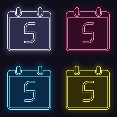 5 gün, basit simgesi ile takvim. Neon işareti kümesi. Koyu arka plan üzerinde casino tarzı. Seamless modeli