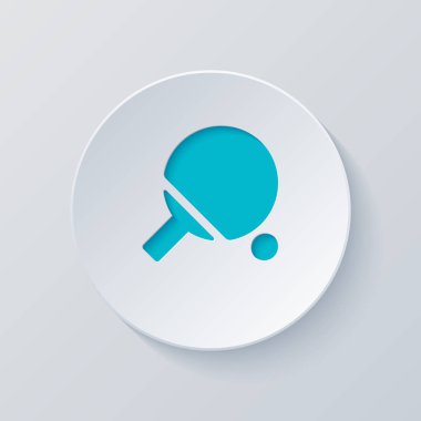 Ping pong simgesi. Gri ve mavi katmanları ile daire kes. Kağıt tarzı