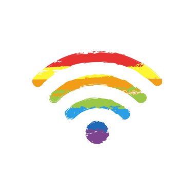 kablosuz simgesi. İşareti Lgbt style, gökkuşağı kırmızı, turuncu, sarı, yeşil, mavi, Indigo, menekşe, yedi renk ile çizim