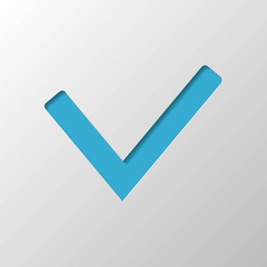 Onay işareti simgesi. Kağıt tasarımı. Gölge ile düzenlenen sembolü