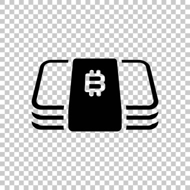 Bitcoin para veya fişlerin sürüsü. İş simgesi. Saydam arka plan üzerinde.