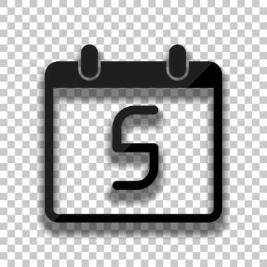 5 gün, basit simgesi ile takvim. Saydam arka plan üzerinde yumuşak gölgeli siyah cam kutsal kişilerin resmi