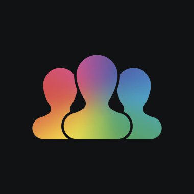 Takım, birkaç kişi. Gökkuşağı rengi ve koyu arka plan