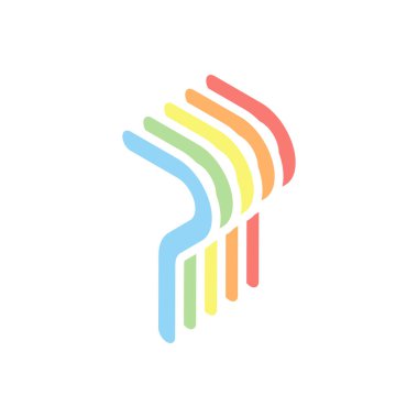 Sayı yedi, sayısal, basit mektup. Beyaz arka plan üzerinde renkli izometrik simgeler yığını