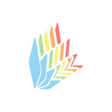 yaprak bambu. basit siluet. Beyaz arka plan üzerinde renkli izometrik simgeler yığını