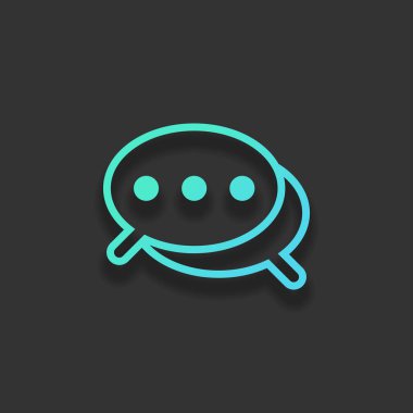 Basit sohbet. Bir kaç metin bulutları. İnce anahat ile doğrusal simgesi. Renkli logo kavramı koyu arka plan üzerinde yumuşak gölge ile. Masmavi okyanus rengini simgesi