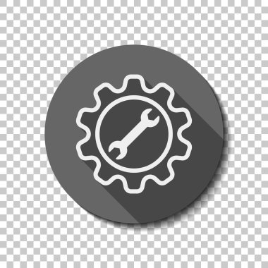 vitese anahtarı. düz simgesi, uzun gölge, daire, şeffaf ızgara. Rozet veya etiket stili