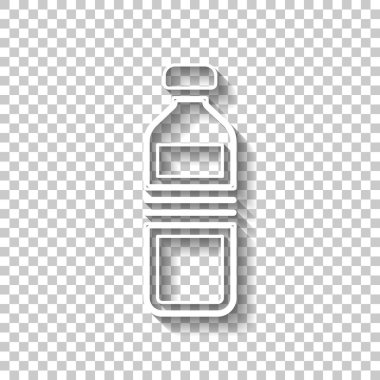 şişe su, basit simgesi. Gölge şeffaf arka plan üzerinde beyaz anahat işaretiyle