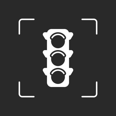 Trafik ışığı simgesi. Beyaz nesne kamera otomatik odaklama koyu arka plan üzerinde