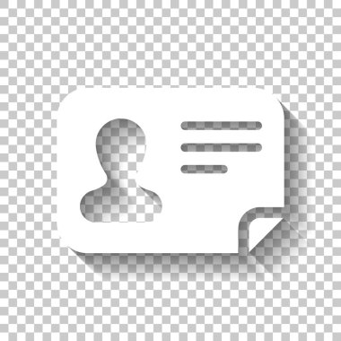 Kimlik kartı simgesi. Kimliği profil. Gölge şeffaf arka plan üzerinde beyaz simgesi