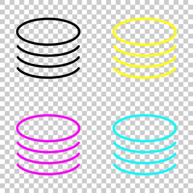 Veritabanı simgesi. Basit doğrusal sembol, ince anahat. Cmyk simgeleri şeffaf arka plan üzerinde renkli dizi