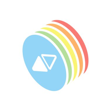 Basit pusula simgesini. Beyaz arka plan üzerinde renkli izometrik simgeler yığını