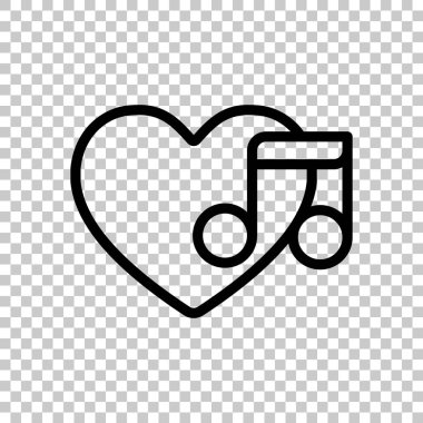 Duydum ve dikkat, favori müzik. İnce anahat ile doğrusal simgesi. Saydam arka plan üzerinde.