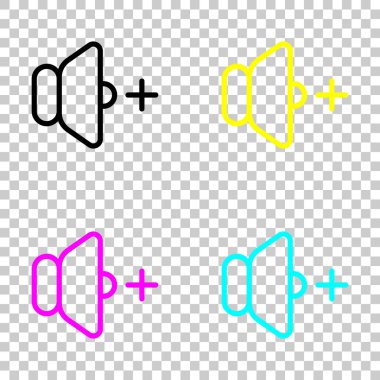 birim artı simgesi. Cmyk simgeleri şeffaf arka plan üzerinde renkli dizi