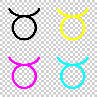 Astrolojik işaret. Toros basit simgesi. Cmyk simgeleri şeffaf arka plan üzerinde renkli dizi