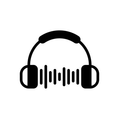 Kulaklık ve müzik dalgası. Max ses seviyesini. Basit simgesi