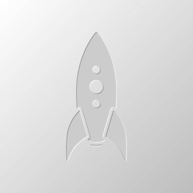 Roket fırlatma simgesi. Kağıt tasarımı. Düzenlenen sembolü. Çekirdeksiz stili