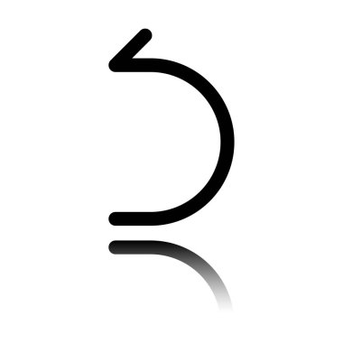 Basit ok, geriye doğru. Doğrusal, ince anahat. Siyah beyaz arka plan ayna yansıması simgesiyle