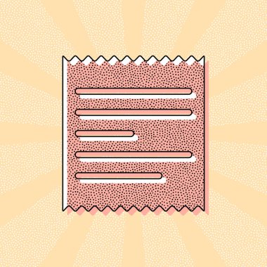 Alış irsaliyesi simgesi. Retro Vintage tipografi ofset baskı etkisi ile. Çizgi roman pop sanat arka plan ile nokta poster