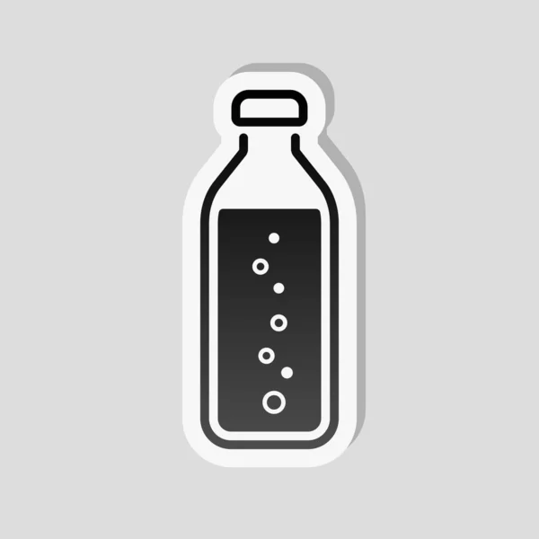 Botella Agua Con Burbujas Icono Simple Estilo Etiqueta Con Borde — Vector de stock